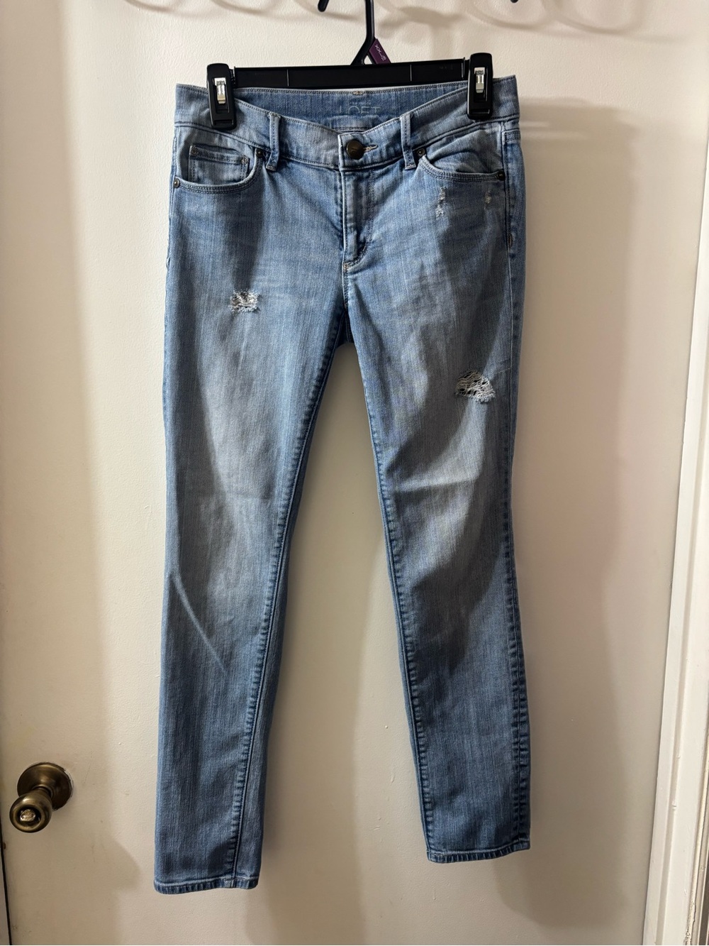 LOFT Light Blue Skinny Jeans with Subtle Distress